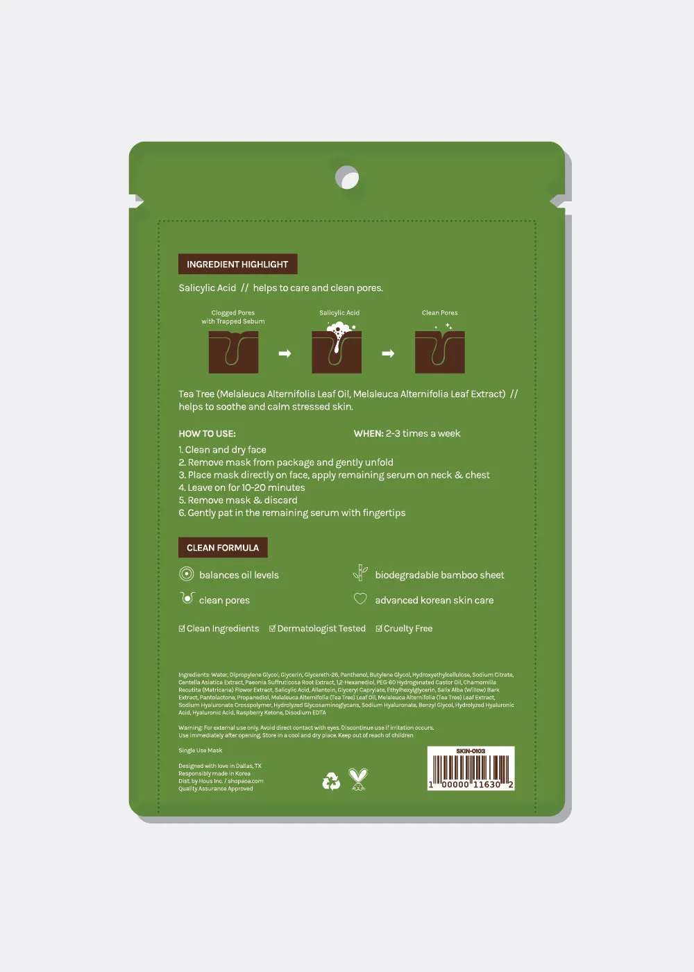 AOA Skin Salicylic Acid   Tea Tree Sheet Mask