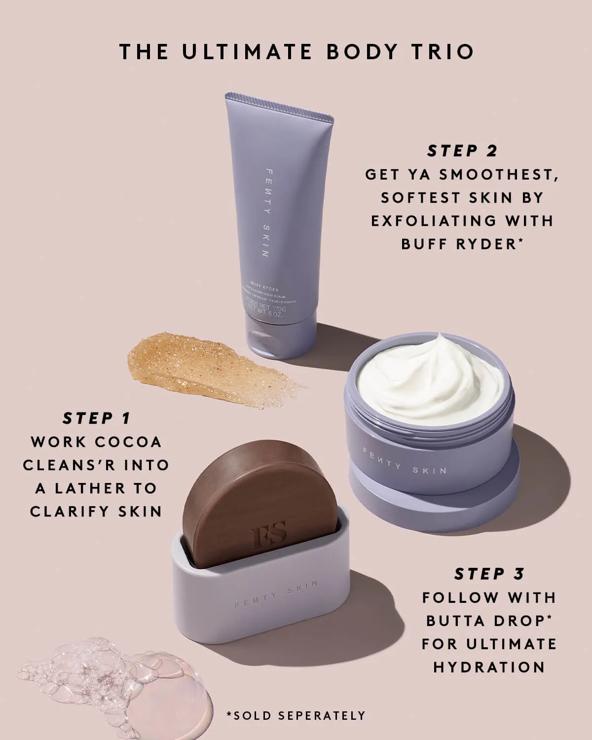 Cocoa Cleans'r Soothing All-Over Cleansing Bar with Coconut Oil   Shea Butter Fenty Beauty