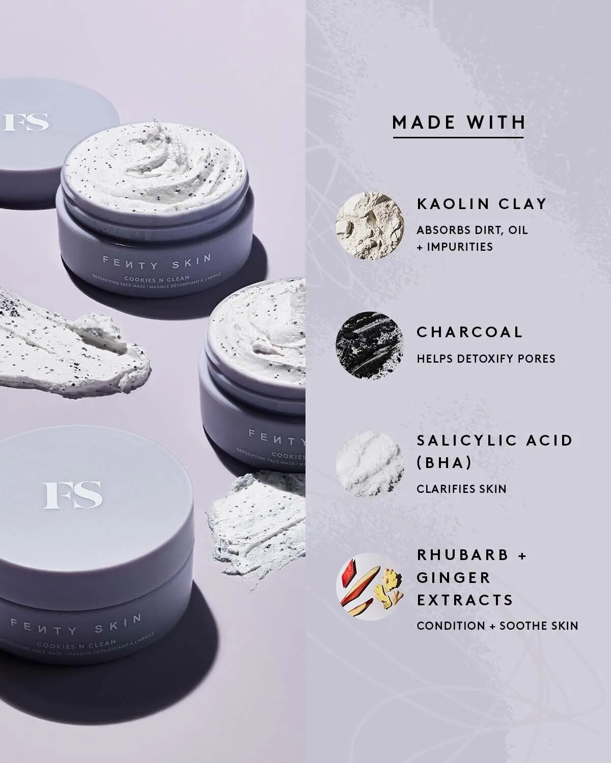 Cookies N Clean Whipped Clay Pore Detox Face Mask With Salicylic Acid   Charcoal Fenty Beauty