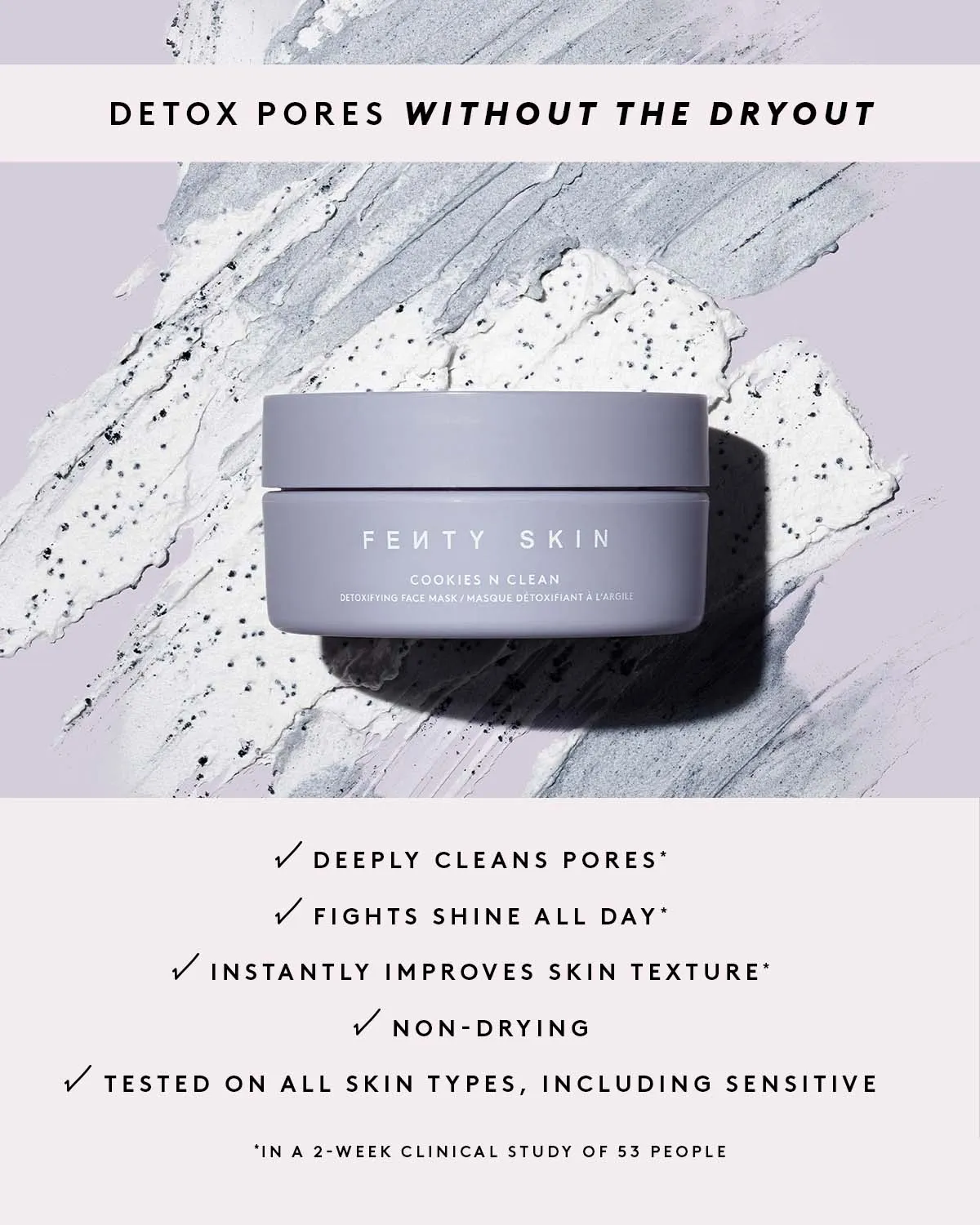 Cookies N Clean Whipped Clay Pore Detox Face Mask With Salicylic Acid   Charcoal Fenty Beauty