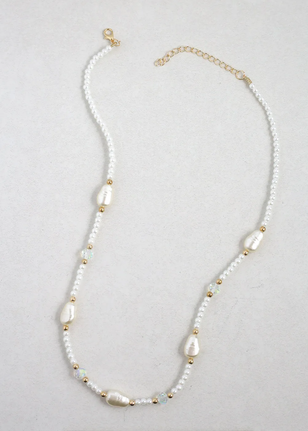Elegant Pearl & Seed Bead Necklace