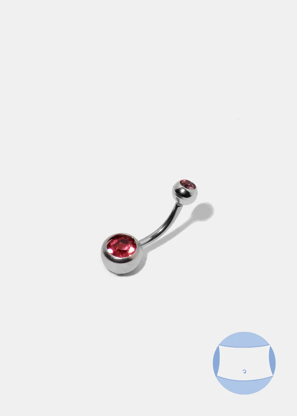 Miss A Body Jewelry - Dangle Belly Button Ring - Pink/Silver