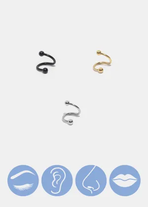 Miss A Body Jewelry - Spiral Ball Hoop Earring