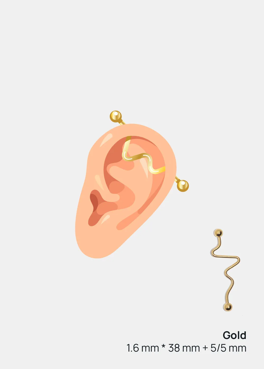 Miss A Body Jewelry - Wave Industrial Bar Earring