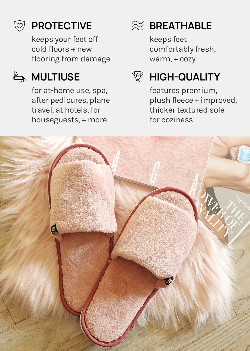 Official Key Items Open Toe Plush Slippers