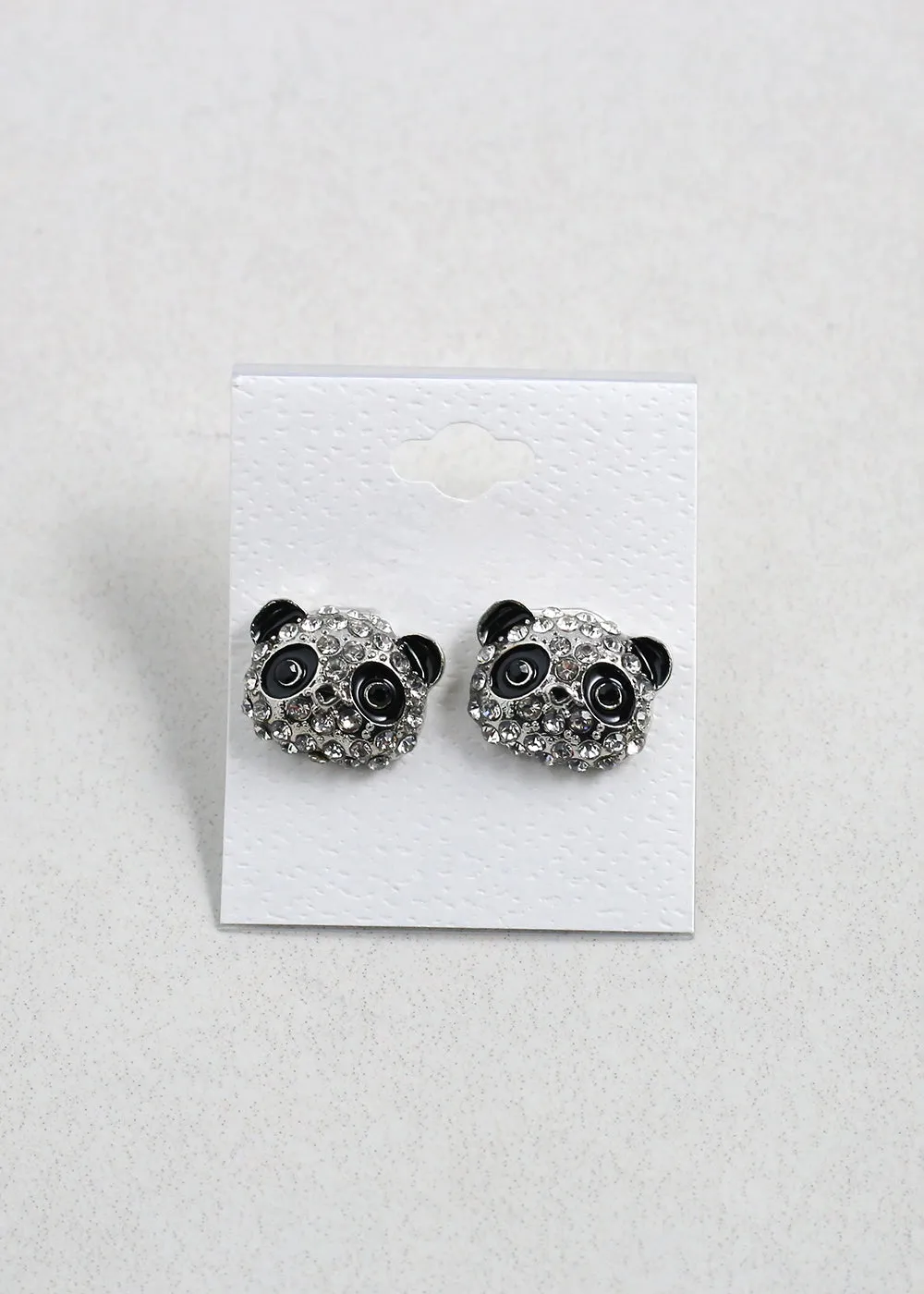 Sparkling Panda Stud Earrings