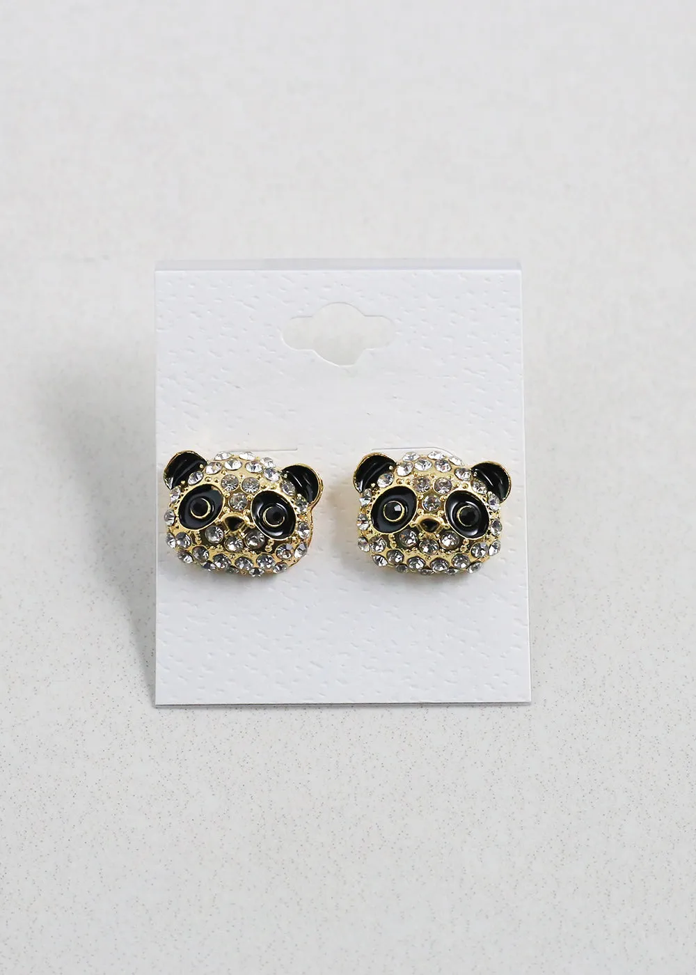 Sparkling Panda Stud Earrings