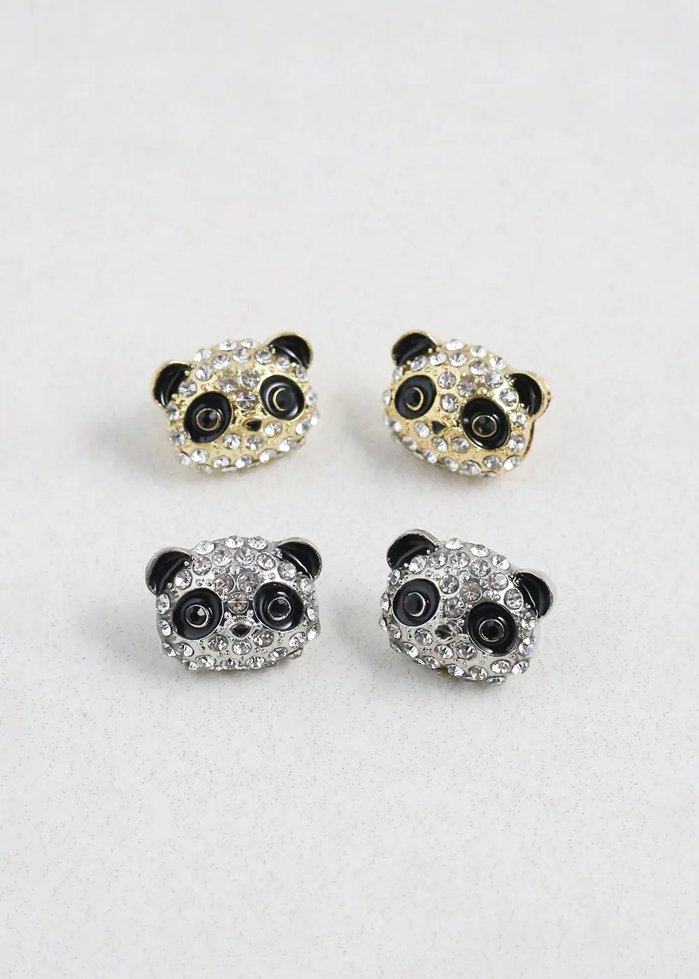 Sparkling Panda Stud Earrings