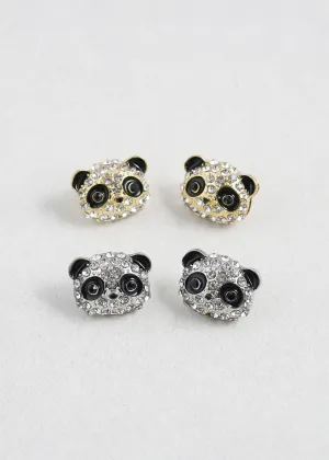 Sparkling Panda Stud Earrings